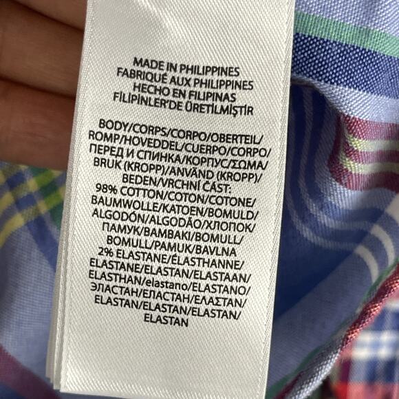 Ralph Lauren Stretch Oxford Shirt Mens Large Plaid Slim Fit Button Down Pony - Picture 6 of 13